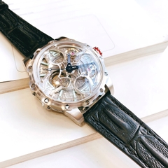 Hanboro Mặt Cỏ 4 Lá |Nam Giới |Dây Da |Trắng Silver |Máy Lộ Cơ (Automatic) |Size 43mm