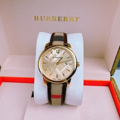 Burberry The Classic Round |Nữ Giới |Vàng Gold |Dây Vải Bọc Da Nâu |Máy Pin (Quartz) |Size 32mm