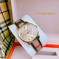 Burberry The Classic Round |Nữ Giới |Vàng Gold |Dây Vải Bọc Da Nâu |Máy Pin (Quartz) |Size 32mm