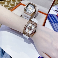 Hanboro Rose Gold |Nữ Giới |Mặt Oval |Dây Cao Su Trắng |Máy Pin (Quartz) |Size 32x45mm