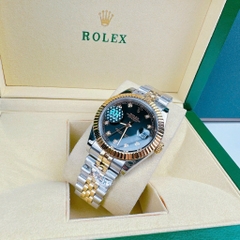 Rolex Niềng Khía |Nam Giới |Mặt Đen |Dây Kim Loại Demi Gold |Máy Cơ (Automatic) |Size 41mm