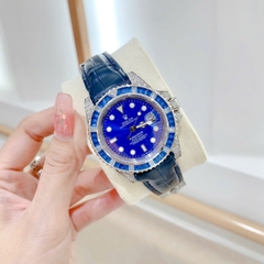 Rolex Submariner |Nam Giới |Đính Đá Ruby |Dây Da Xanh Dương |Máy Cơ (Automatic) |Size 41mm