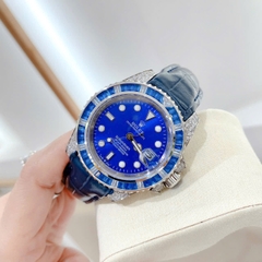 Rolex Submariner |Nam Giới |Đính Đá Ruby |Dây Da Xanh Dương |Máy Cơ (Automatic) |Size 41mm