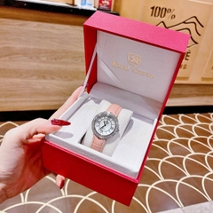 Royal Crown Đính Đá |Nữ Giới |Mặt Tròn |Khảm Trai |Dây Da Hồng |Máy Pin (Quartz) |Size 34mm