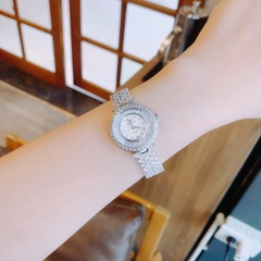 Royal Crown Full Đá Rơi |Nữ Giới |Lắc Tay Trắng Silver |Máy Pin (Quartz) |Size 30mm