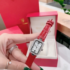 Royal Crown Mặt Chữ Nhật |Nữ Giới |Đính Đá |Dây Da Đỏ |Máy Pin (Quartz) |Size 20x30mm