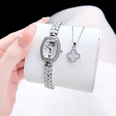 Royal Crown Mặt Oval |Nữ Giới |Silver |Lắc Tay Đính Đá |Máy Pin (Quartz) |Size 24mm
