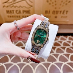 Versace Couture |Nữ Giới |Mặt Chữ Nhật Xanh Lá |Dây Kim Loại Demi Vàng |Máy Pin (Quartz) |Size 30x38mm