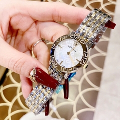 Versace Greca Glass Bracelet |Nữ Giới |Mặt Trắng |Dây Kim Loại Demi Vàng |Máy Pin (Quartz) |Size 32mm