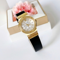 Versace Greca Logo 3 Kim |Nữ Giới |Mặt Trắng |Vàng Gold |Dây Da Đen |Máy Pin (Quartz) |Size 38mm