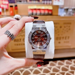 Versace Greca Logo |Nữ Giới |3 Kim |Silver |Dây Da Nâu |Máy Pin (Quartz) |Size 38mm