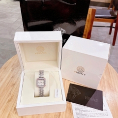 Versace Mặt Vuông |Nữ Giới |Đính Pha Lê |Lắc Tay Trắng Silver |Máy Pin (Quartz) |Size 32mm