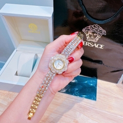 Versace Mặt Xà Cừ |Nữ Giới |Full Pha Lê |Dây Đính Đá Vàng Gold |Máy Pin (Quartz) |Size 32mm