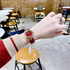 Versace Vanitas |Nữ Giới |Vàng Gold |Dây Da Màu Đỏ |Máy Pin (Quartz) |Size 30mm