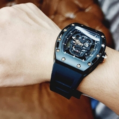 Xcer Hình Đầu Lâu |Nam Giới |Mặt Oval |Full Đen |Dây Silicone |Máy Pin (Quartz) |Size 42mm