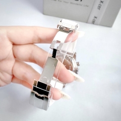 Xcer Tựa Rolex |Nữ Giới |Full Đá Silver |Dây Silicone Trắng |Máy Pin (Quartz) |Size 38mm