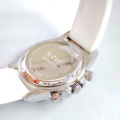 Xcer Tựa Rolex |Nữ Giới |Full Đá Silver |Dây Silicone Trắng |Máy Pin (Quartz) |Size 38mm
