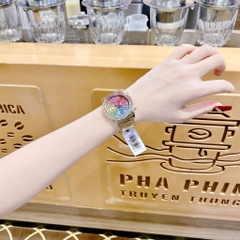 Guess Sol |Nữ Giới |Mặt Đính Đá Nhiều Màu |Dây Kim Loại Vàng Gold |Máy Pin (Quartz) |Size 38mm