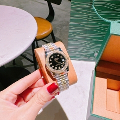 Rolex Date Just |Cặp Đôi |Mặt Đen |Dây Kim Loại Demi Vàng Gold |Máy Pin (Máy Quartz) |Size 41x31mm