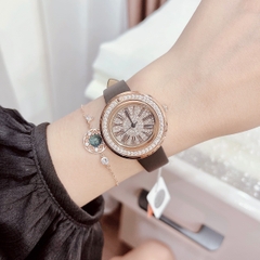 Davena Rose Gold |Nữ Giới |Mặt Full Đá |Dây Da Đen |Máy Pin (Quartz) |Size 30mm