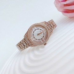 Davena Mặt Xà Cừ |Nữ Giới |Đính Đá |Dây Kim Loại Rose Gold |Máy Pin (Quartz) |Size 38mm