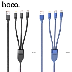 Cáp sạc 3 trong 1 Hoco U104 sạc nhanh dùng cho iPhone, Type-C và Micro USB dài 1m2