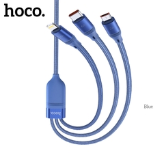 Cáp sạc 3 trong 1 Hoco U104 sạc nhanh dùng cho iPhone, Type-C và Micro USB dài 1m2