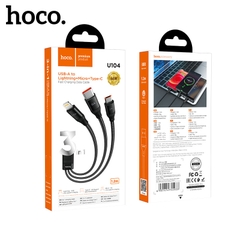 Cáp sạc 3 trong 1 Hoco U104 sạc nhanh dùng cho iPhone, Type-C và Micro USB dài 1m2