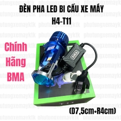 [Chính hãng led BMA] PHA LED BI CẦU XE MÁY T11-H4-BMA-DPL SÁNG TRẮNG(55W-DC9-60V).