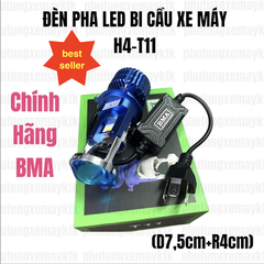 [Chính hãng led BMA] PHA LED BI CẦU XE MÁY T11-H4-BMA-DPL SÁNG TRẮNG(55W-DC9-60V).