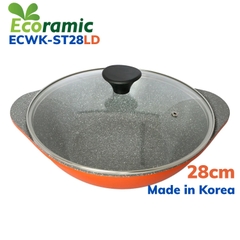 Chảo đá sâu lòng cao cấp 28cm 5 lớp siêu bền 2 quai Ecoramic ECWK-ST28LD Made in Korea