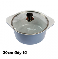 Nồi đá đáy từ 20cm 5 lớp siêu bên ECORAMIC EVLIH-20 (Xanh dương)