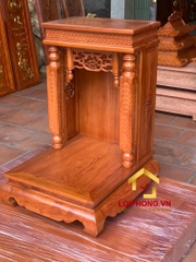 Bàn thờ Ông Địa Thần Tài mái bằng chạm tiền cột vuông 48x61x80 cm