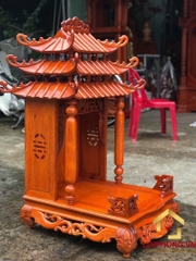 Bàn thờ Ông Địa Thần Tài ba mái trơn đục rồng 47x57x100 cm