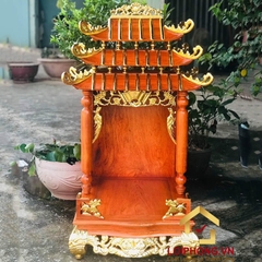 Bàn thờ Ông Địa Thần Tài ba mái trơn đục rồng 47x57x100 cm