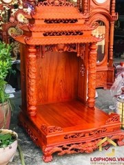 Bàn thờ Ông Địa Thần Tài ba mái đục rồng 87x92x145 cm