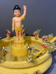 Chậu tắm Phật Đản Sanh cao cấp màu vàng cao 50 cm
