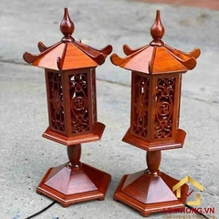 Đèn thờ gỗ hương cao 48 cm