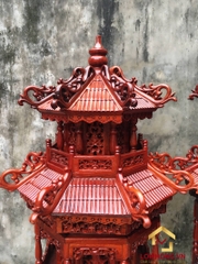Đèn thờ tháp mái chùa hai tầng bằng gỗ hương cao 61 cm