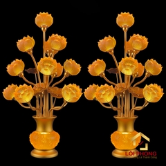 Đèn Thờ Hoa Sen 13 bông chớm nở bằng lưu ly cao cấp