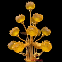 Đèn Thờ Hoa Sen 13 bông chớm nở bằng lưu ly cao cấp