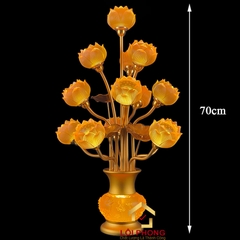 Đèn Thờ Hoa Sen 13 bông chớm nở bằng lưu ly cao cấp