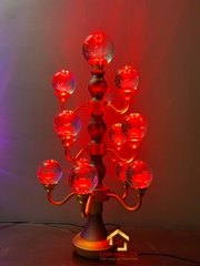 Đèn thờ pha lê 13 bông cao 60 cm khắc hoa sen 3d