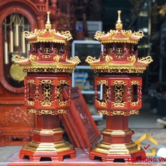 Đèn thờ hình tháp mái chùa sơn son thếp vàng cao 61 cm