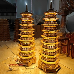 Đèn thờ tháp chùa 9 tầng cao 108 cm cổ kính độc đáo