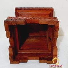 Ghế đôn gỗ vuông chạm khắc hoa sen bằng gỗ hương