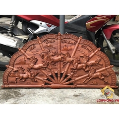 Tranh quạt gỗ mã đáo thành công kích thước dài 100 cm x rộng 50 cm x dày 4 cm