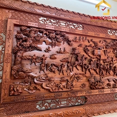 Tranh gỗ Vinh Quy Bái Tổ đẹp 79x155x5 cm