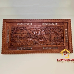 Tranh gỗ Vinh Quy Bái Tổ đẹp 79x155x5 cm