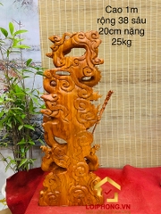 Tượng Đạt Ma Sư Tổ tam long kích thước 100x38x20 cm